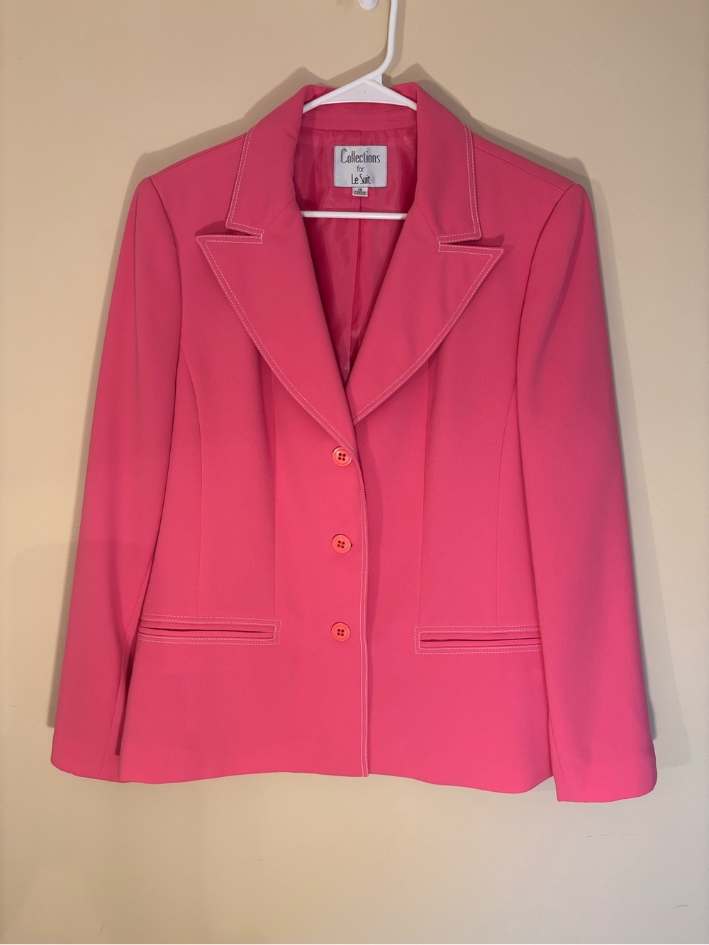 Le Suit Bright Pink Tailored Blazer